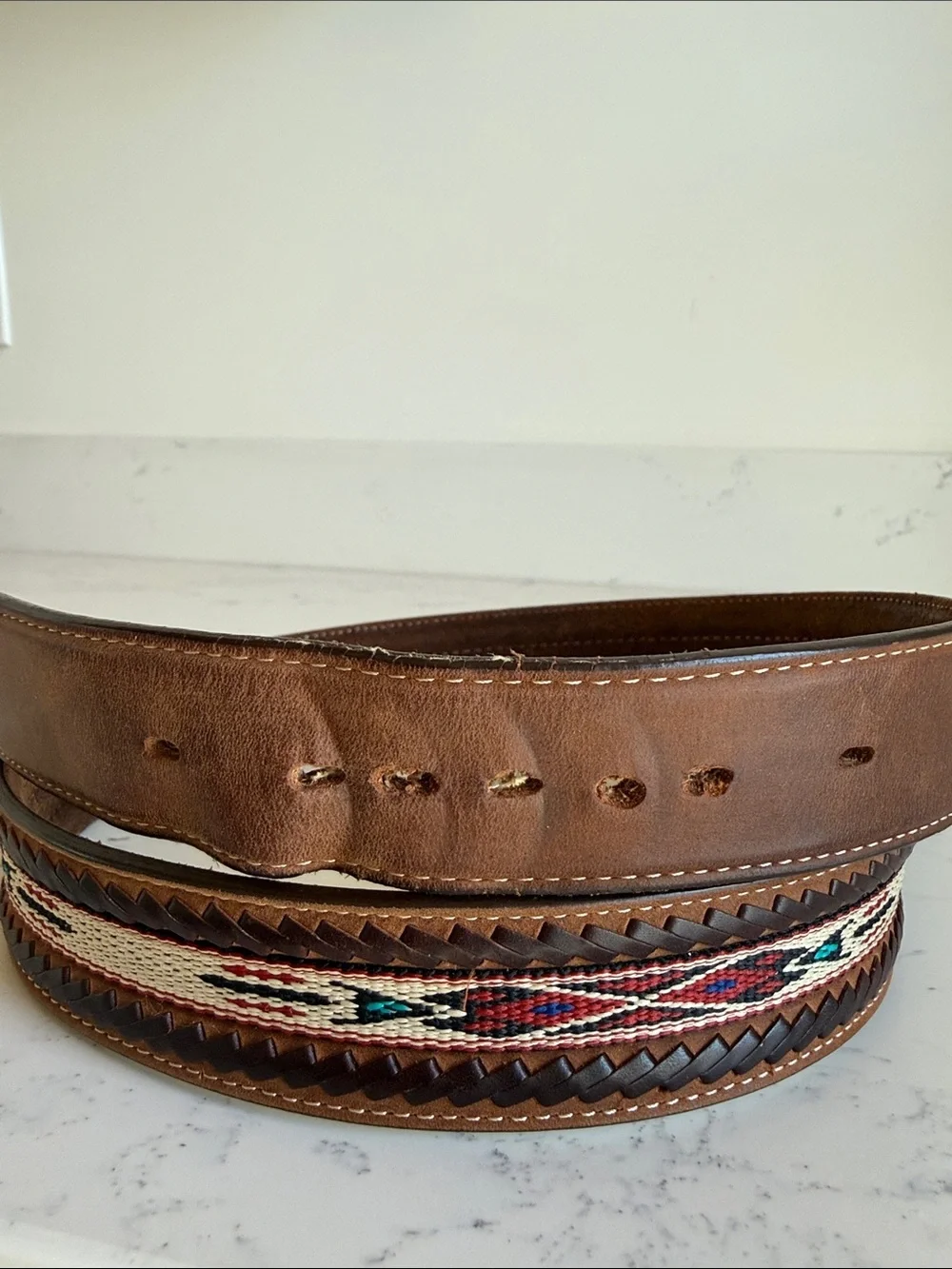 TONY LAMA MEN'S WOVEN LEATHER LACE BELT